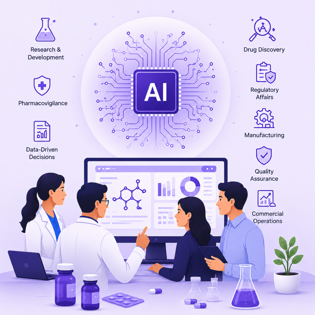 AI in Pharma landing page illustration